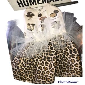 Handmade Cheetah Print/Mushroom Dog Dress Size Medium